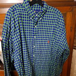 Ralph Lauren 2XLT Green and Blue plaid Button Down preloved